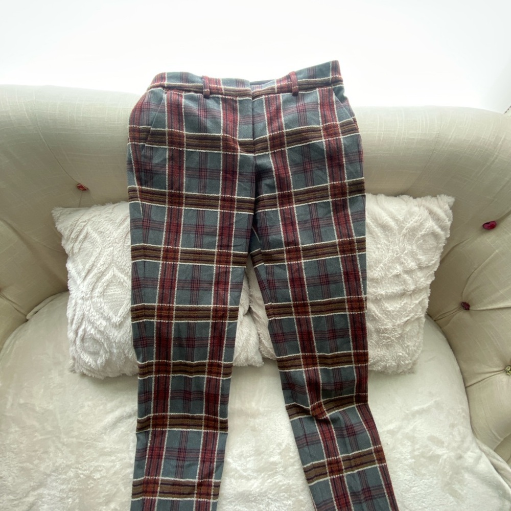 Express Plaid Pants in Red and Gray